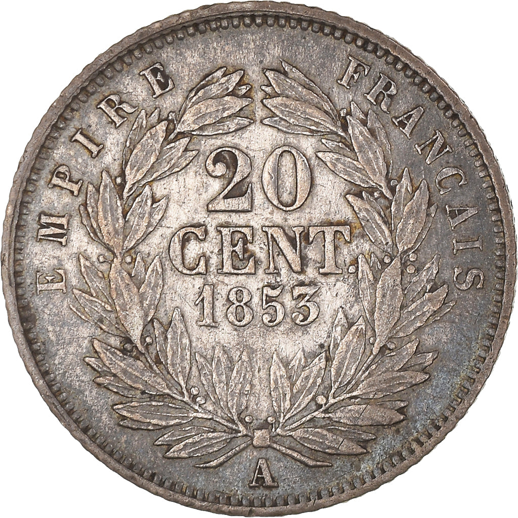 Moneda, Francia, Napoleon III, Napoléon III, 20 Centimes, 1853, Paris, MBC