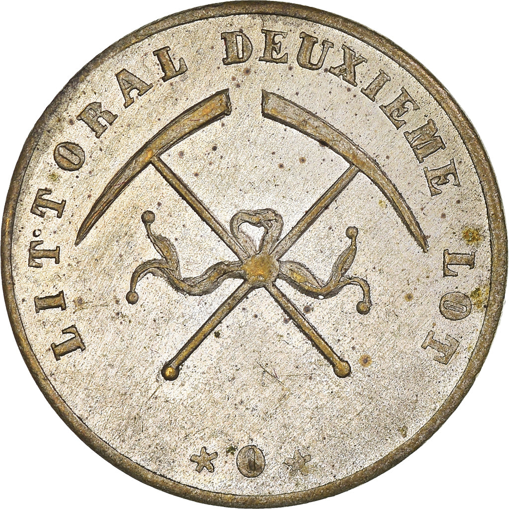 token, France, Littoral Deuxième Lot, 50 Centimes, Cie. Des Mines, AU(55-58)
