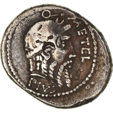 Moeda, Caecilius Metellus Scipio, Denarius, Traveling Mint, VF(30-35), Prata