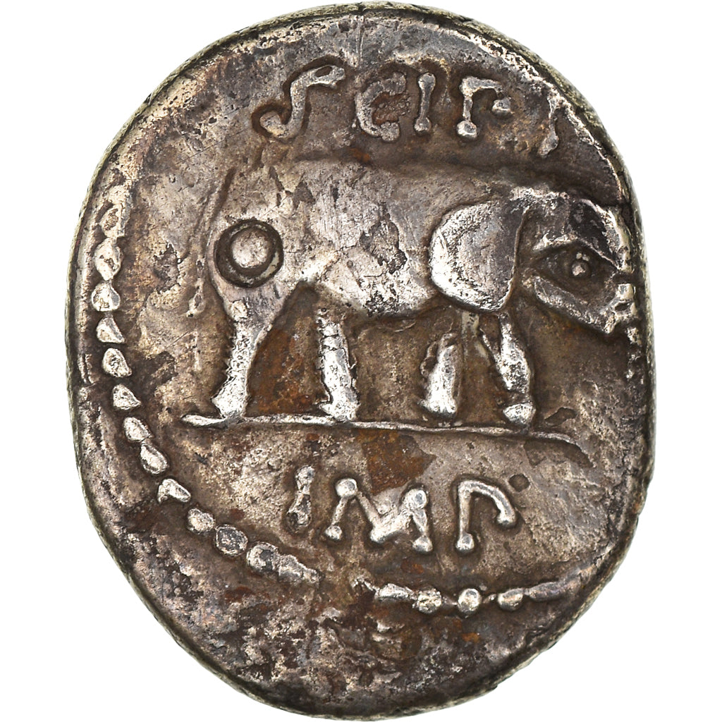 Coin, Caecilius Metellus Scipio, Denarius, Traveling Mint, VF(30-35), Silver