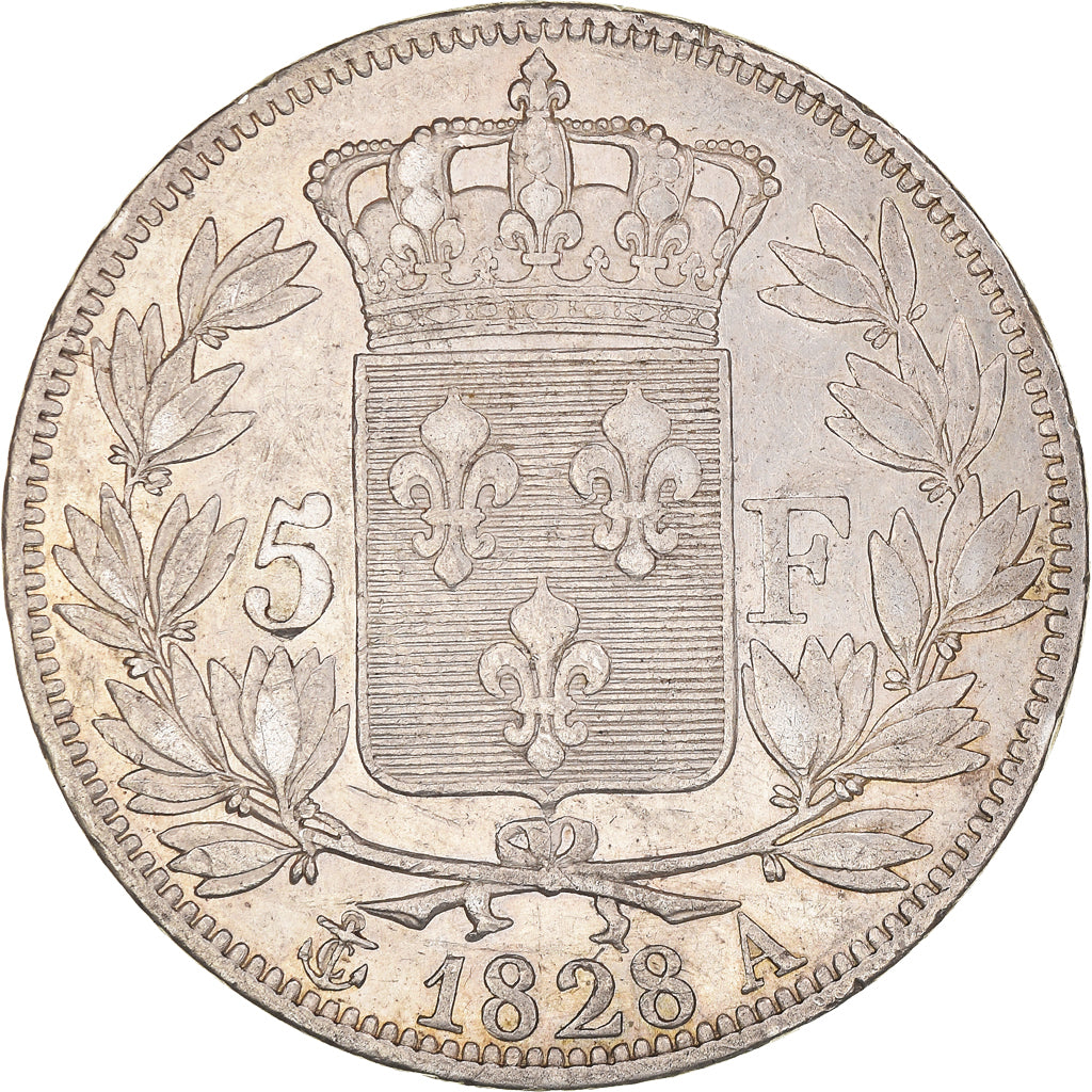 Coin, France, Charles X, 5 Francs, 1828, Paris, EF(40-45), Silver, KM:728.1