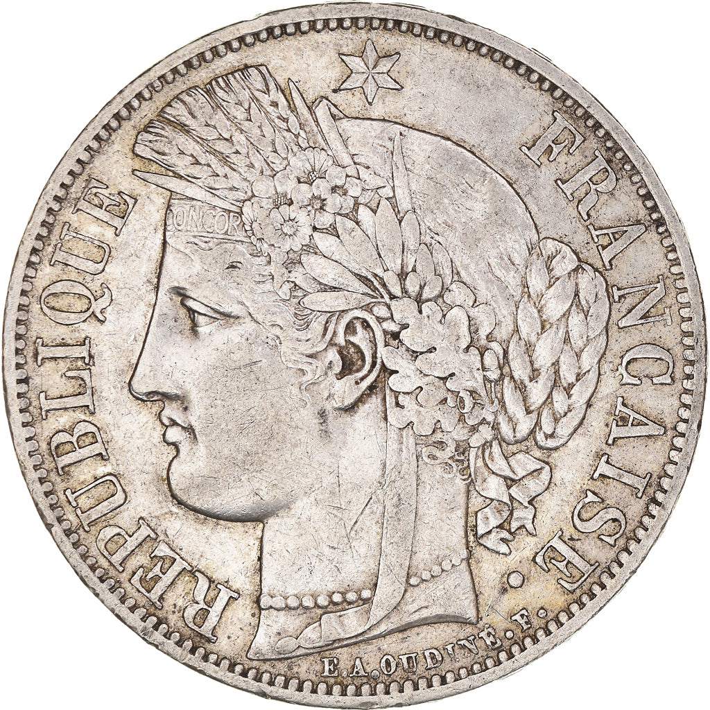 Moneta, Francia, Cérès, 5 Francs, 1849, Strasbourg, BB, Argento, KM:761.2