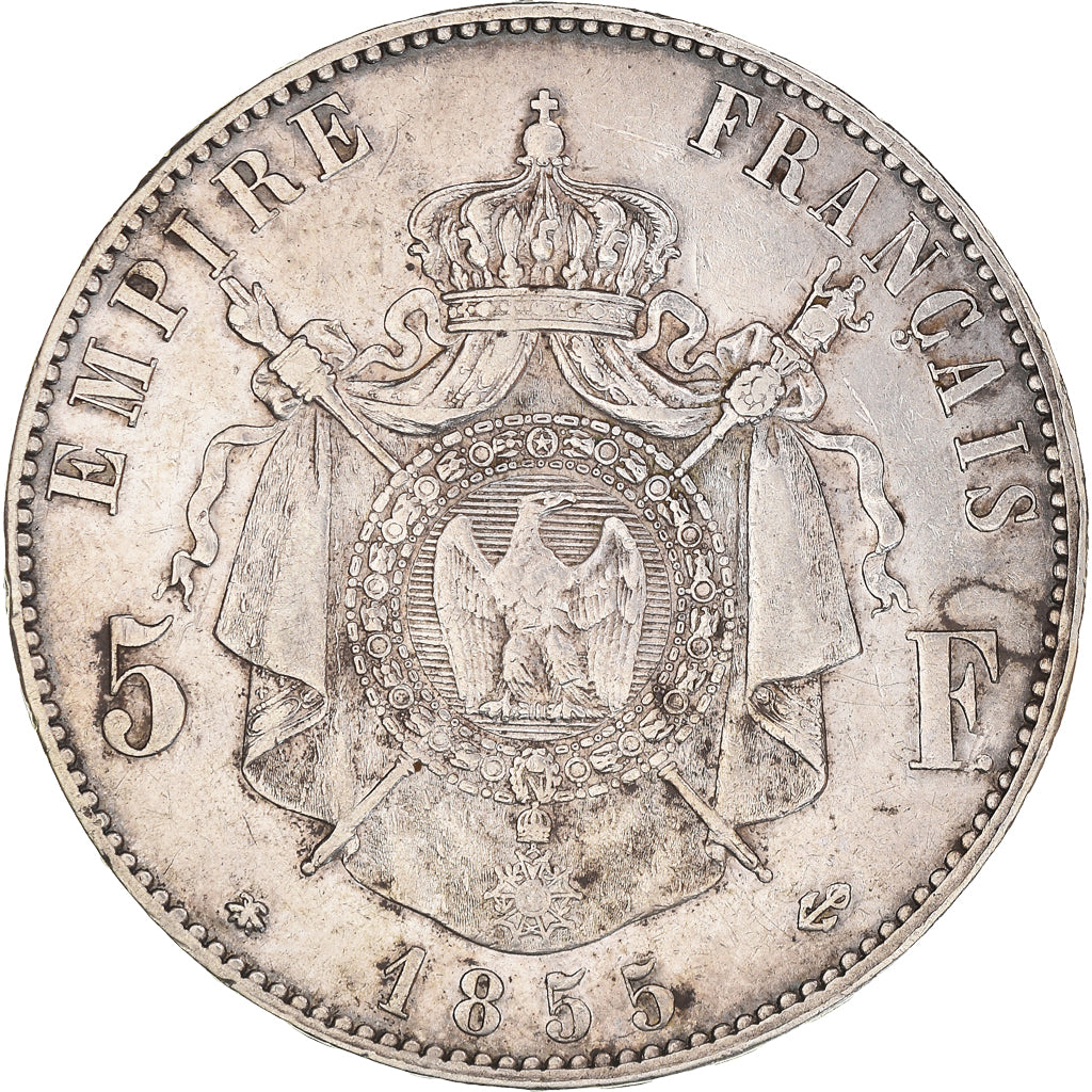 Coin, France, Napoleon III, 5 Francs, 1855, Strasbourg, EF(40-45), Silver