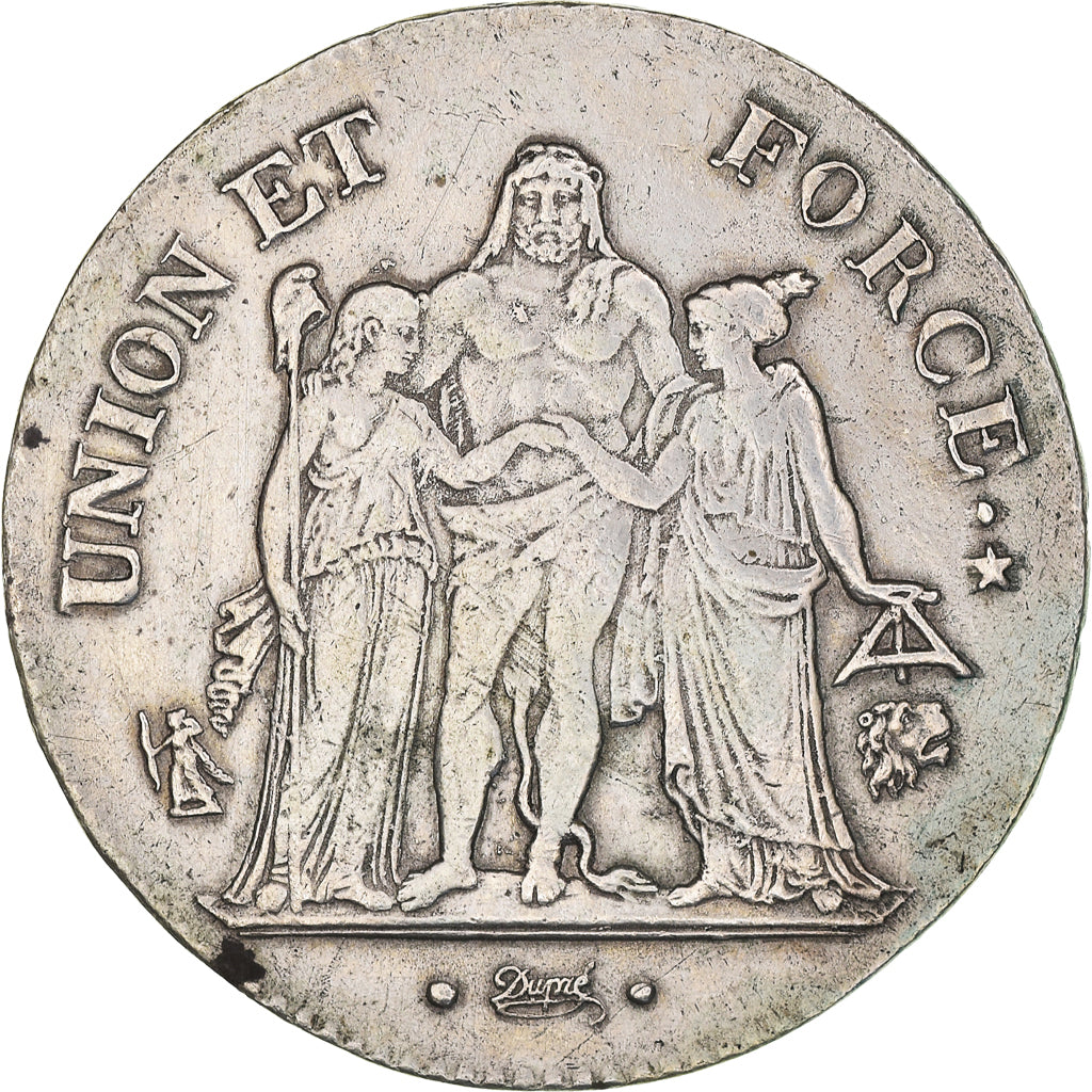 Monnaie, France, Union et Force, 5 Francs, AN 9, Bayonne, TTB, Argent