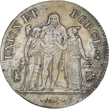 Coin, France, Union et Force, 5 Francs, AN 7, Bayonne, EF(40-45), Silver