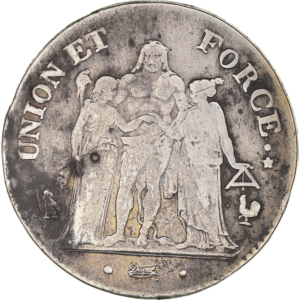 Coin, France, Union et Force, 5 Francs, AN 7, Paris, VF(20-25), Silver
