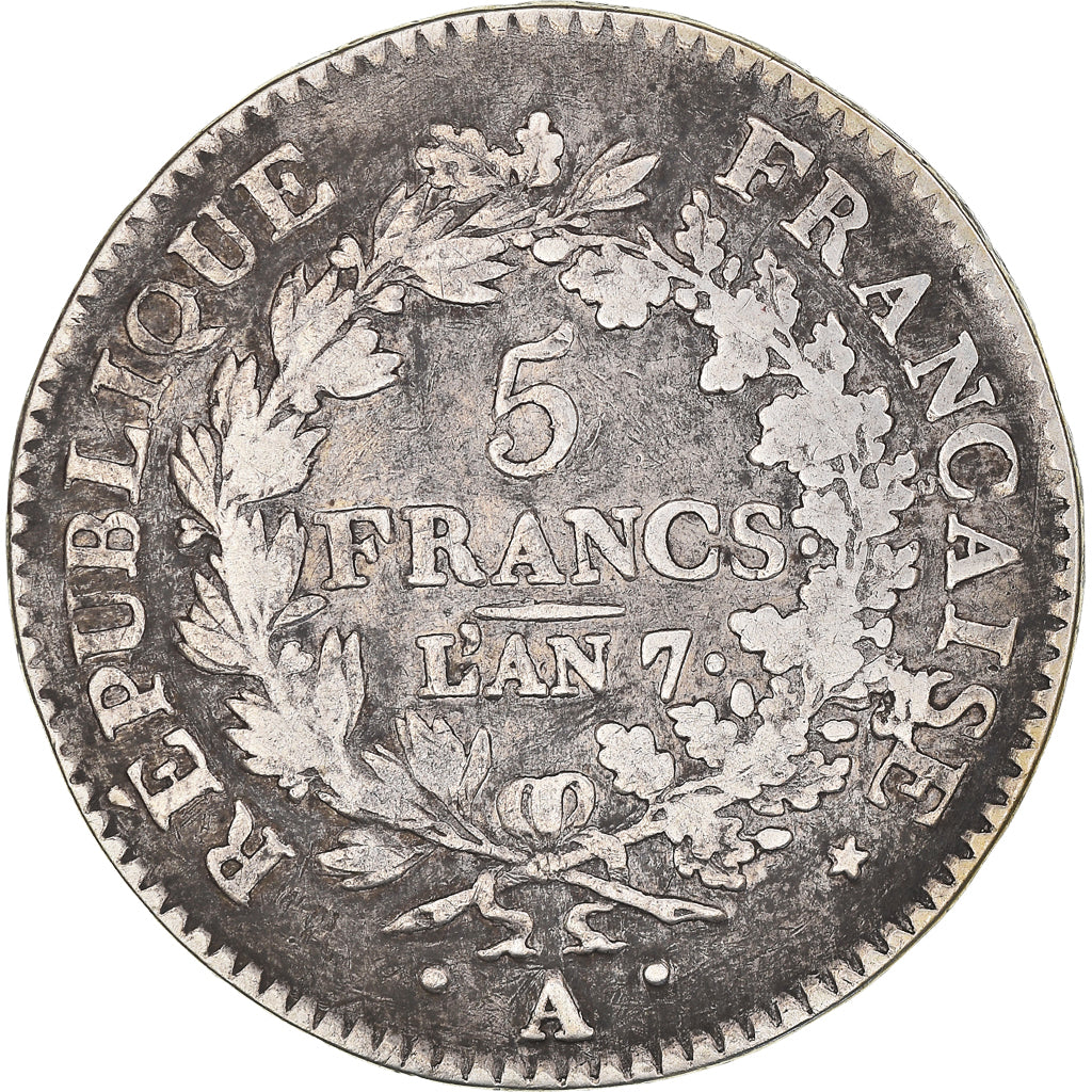Coin, France, Union et Force, 5 Francs, AN 7, Paris, VF(20-25), Silver