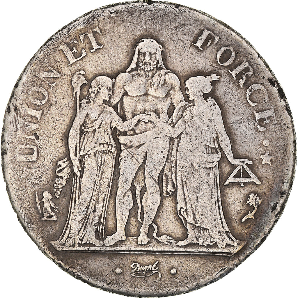 Coin, France, Union et Force, 5 Francs, AN 4, Paris, VF(30-35), Silver