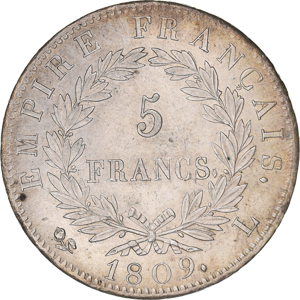 Munten, Frankrijk, Napoléon I, 5 Francs, 1809, Bayonne, PR, Zilver, KM:694.9
