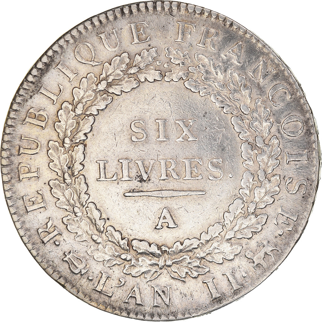 Moeda, França, Écu de 6 livres françoise, 6 Livres, 1793, Paris, EF(40-45)