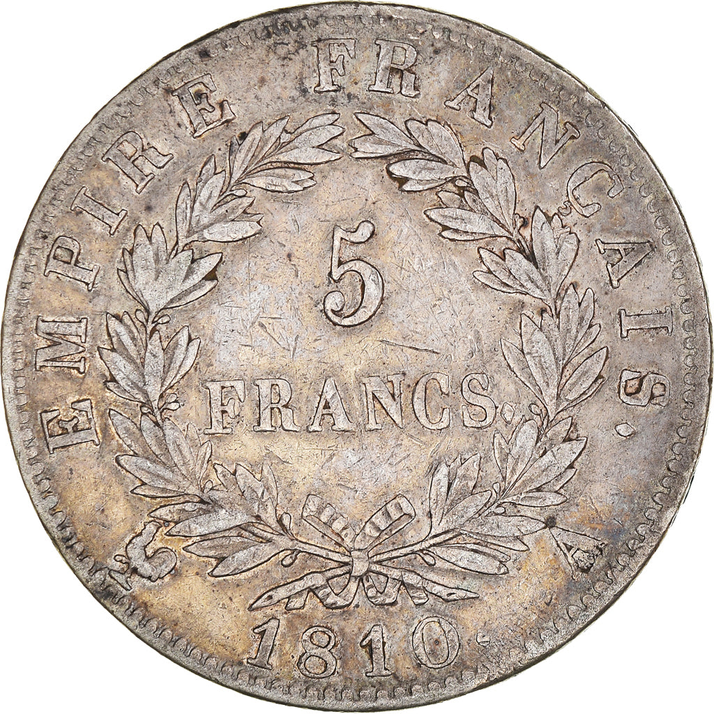 Coin, France, Napoléon I, 5 Francs, 1810, Paris, EF(40-45), Silver, KM:694.1