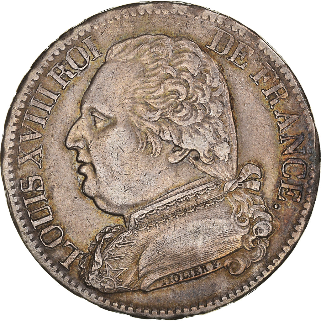 Coin, France, Louis XVIII, Louis XVIII, 5 Francs, 1814, Rouen, AU(50-53)
