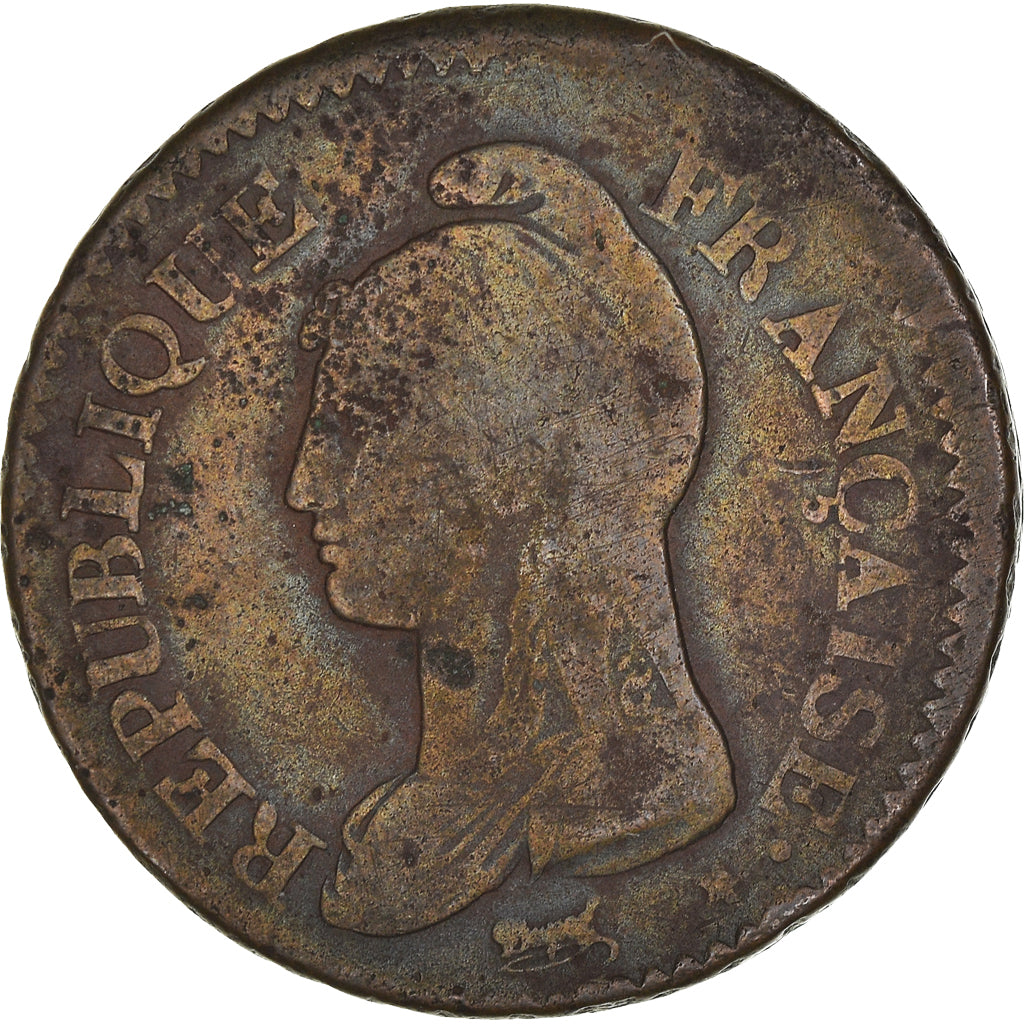 Moeda, França, Dupré, Decime, AN 9, Geneva, VF(30-35), Bronze, KM:644.6