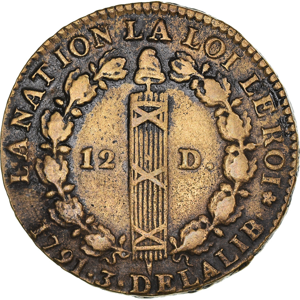 Coin, France, Louis XVI, 12 deniers françois, 12 Deniers, 1791, Paris