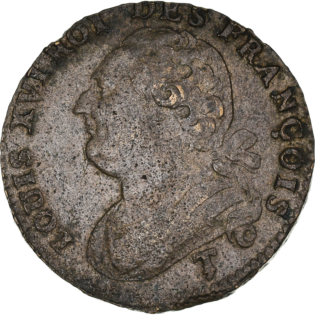Coin, France, Louis XVI, 12 Deniers, 1792, Saumur, EF(40-45), Bronze, Gadoury:15