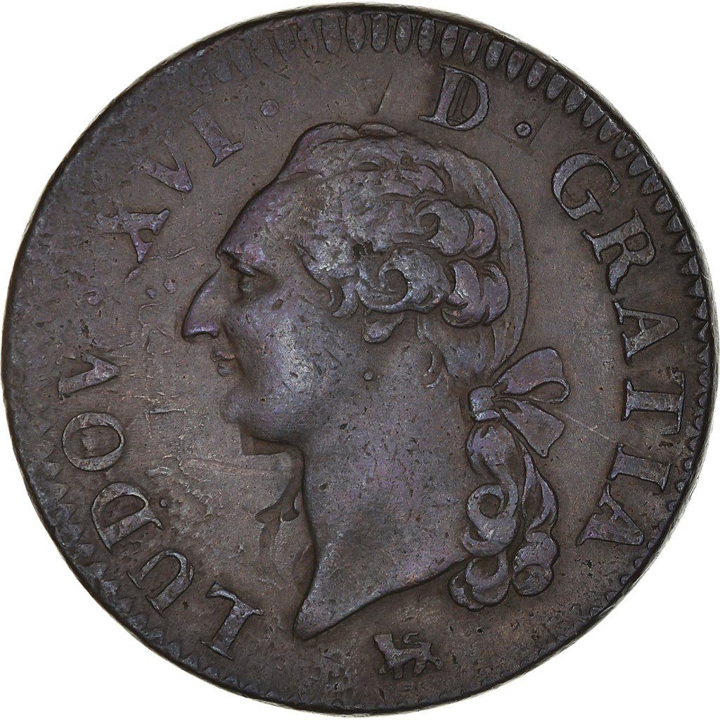 Moneta, Francja, Louis XVI, Sol ou sou, Sol, 1791, Paris, EF(40-45), Miedź
