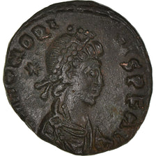 Moneta, Honorius, Nummus, 408-423, Thessalonica, BB+, Bronzo, RIC:395