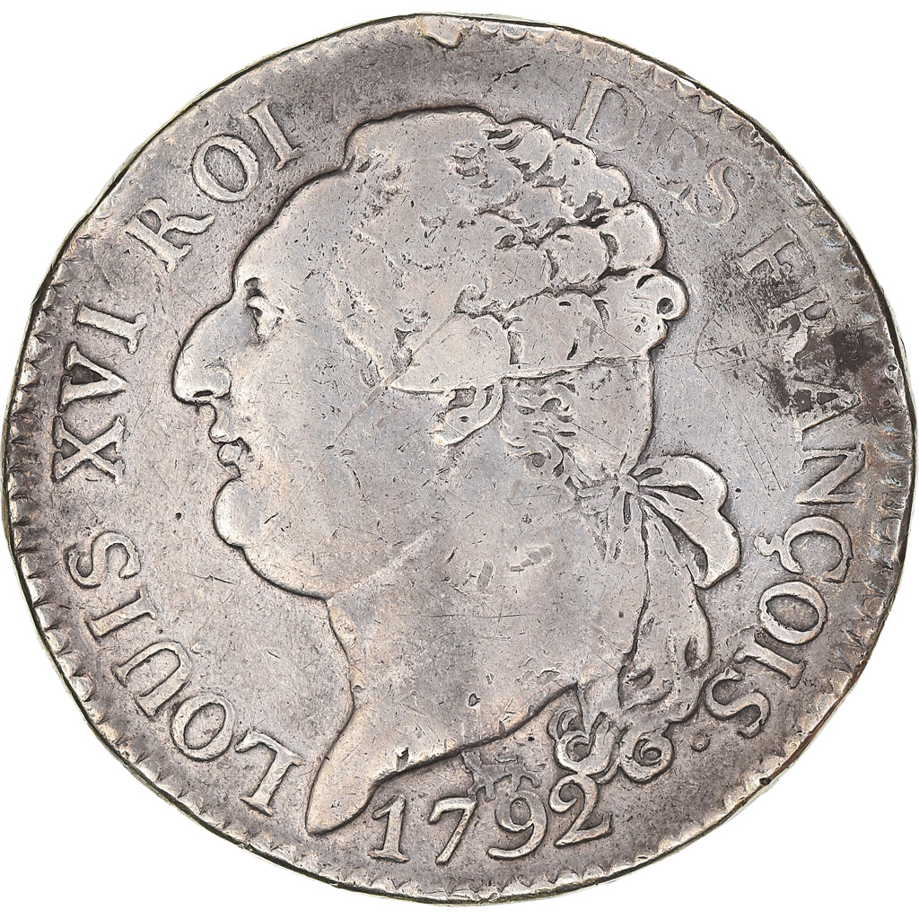 Coin, France, Louis XVI, 1/2 ECU, 3 Livres, 1792, Paris, VF(30-35), Silver