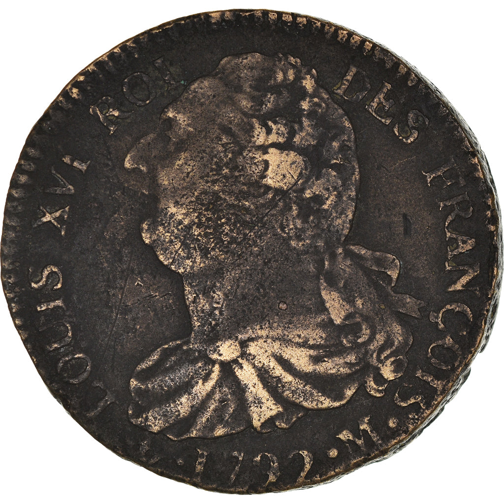 Moneta, Francja, Louis XVI, 2 sols françois, 2 Sols, 1792, Toulouse, VF(30-35)
