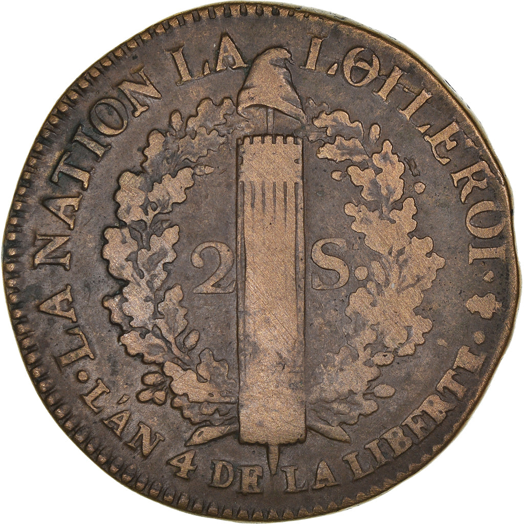 Münze, Frankreich, Louis XVI, 2 sols françois, 2 Sols, 1792, Paris, SS