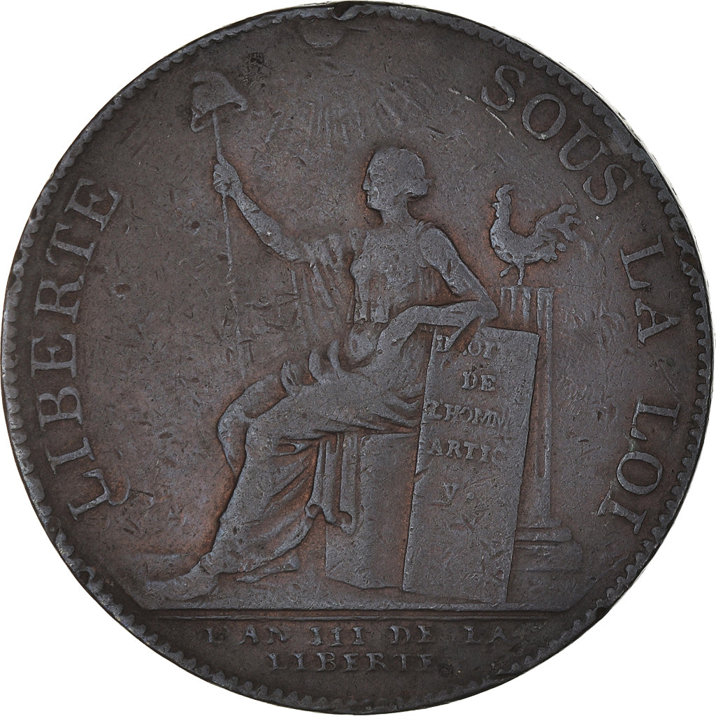 Coin, France, Monneron à la Liberté, 2 Sols, 1791, Birmingham, VF(30-35)