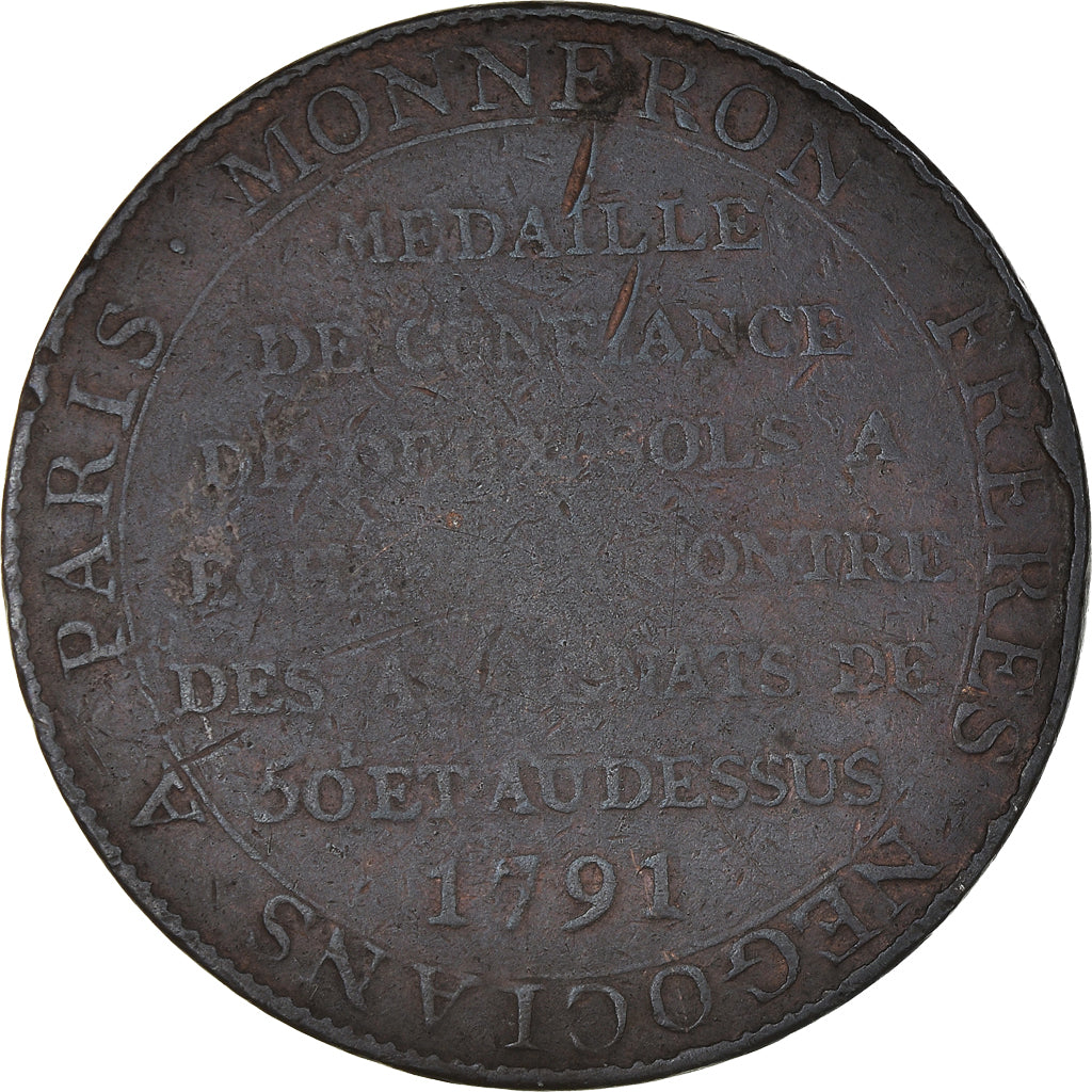 Coin, France, Monneron à la Liberté, 2 Sols, 1791, Birmingham, VF(30-35)