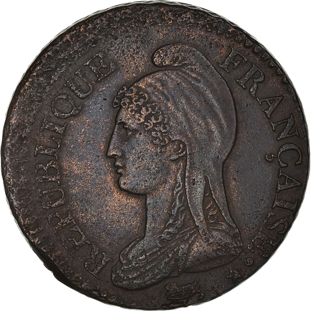 Munten, Frankrijk, Dupré, Decime, AN 5, Lyon, ZF+, Bronzen, KM:645.5