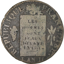 Munten, Frankrijk, Sol aux balances françoise, Sol, 1793, Lyon, FR, Bronzen