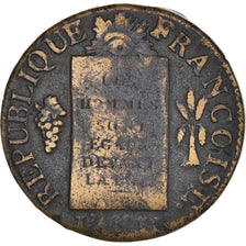 Moeda, França, Sol aux balances françoise, Sol, 1793, Metz, VF(20-25), Bronze