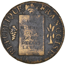 Monnaie, France, Sol aux balances françoise, Sol, 1793, Metz, TB, Bronze