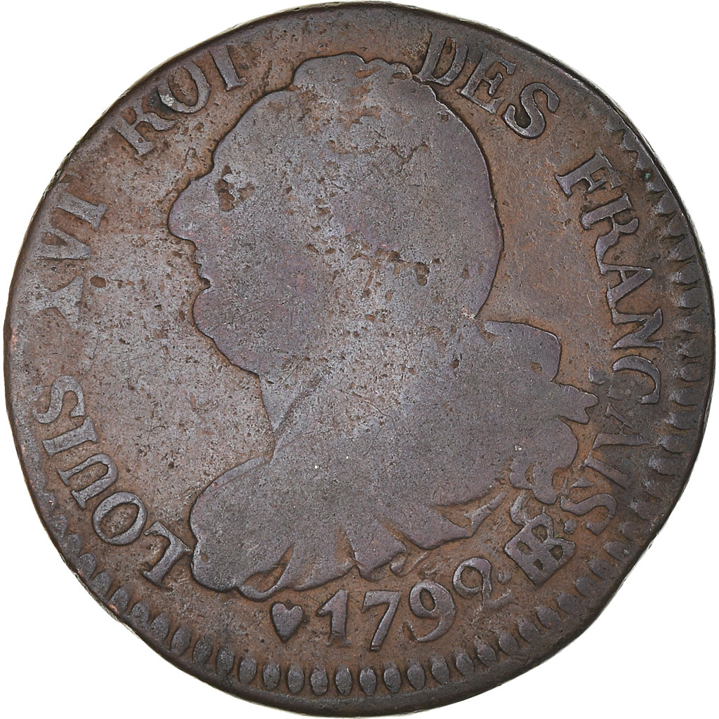 Moneta, Francia, Louis XVI, 6 deniers français, 6 Deniers, 1792, Strasbourg
