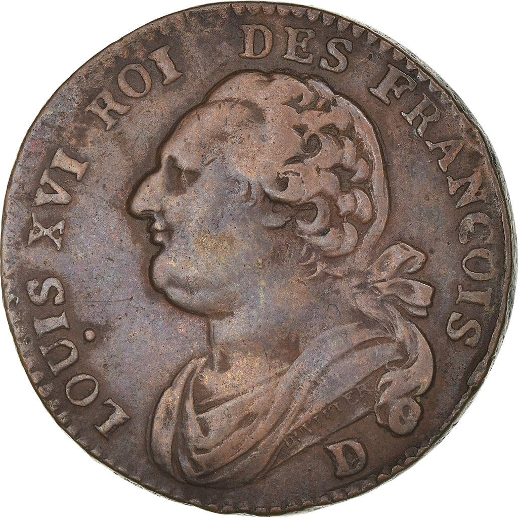Monnaie, France, Louis XVI, 12 deniers françois, 12 Deniers, 1791, Lyon, TTB