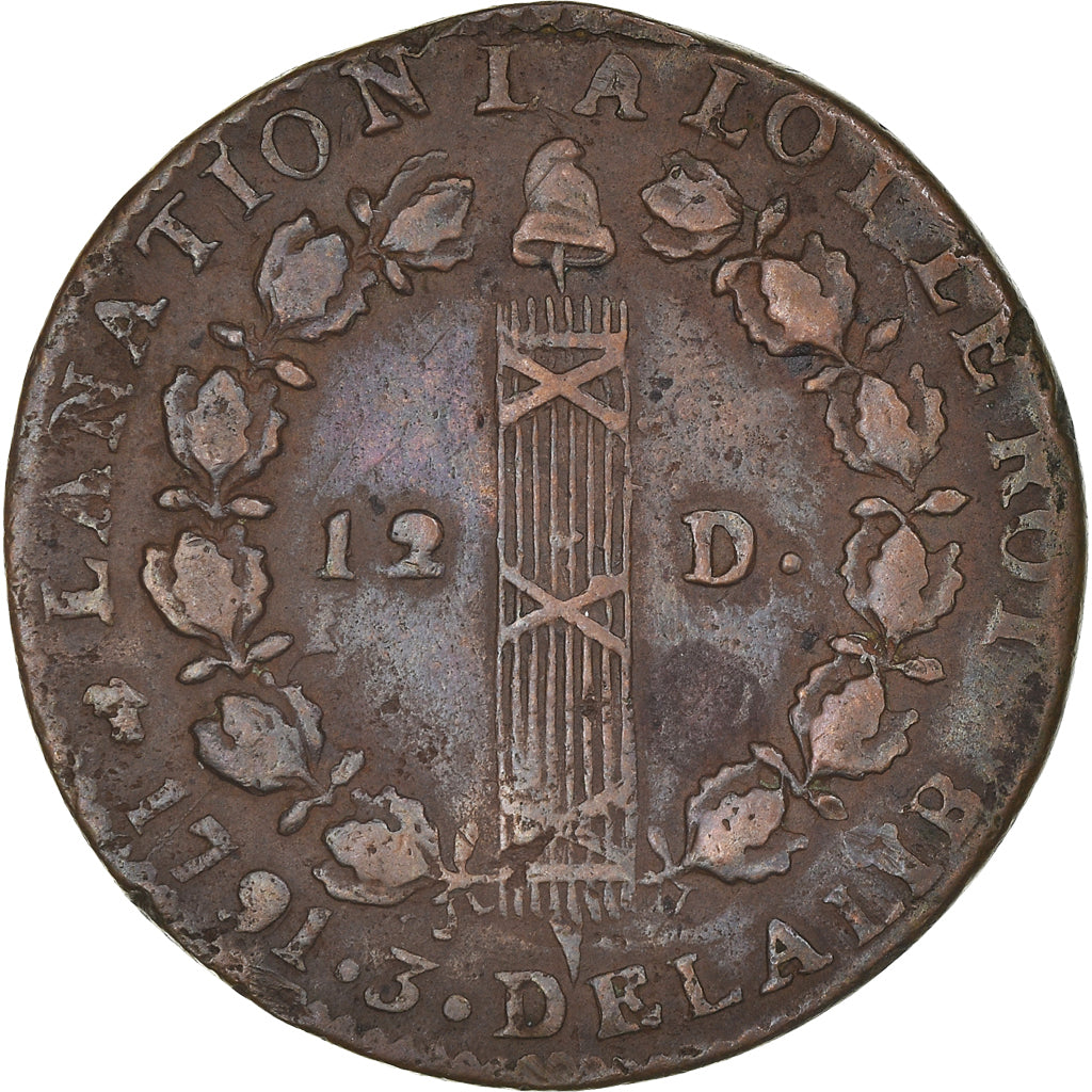 Monnaie, France, Louis XVI, 12 deniers françois, 12 Deniers, 1791, Lyon, TTB