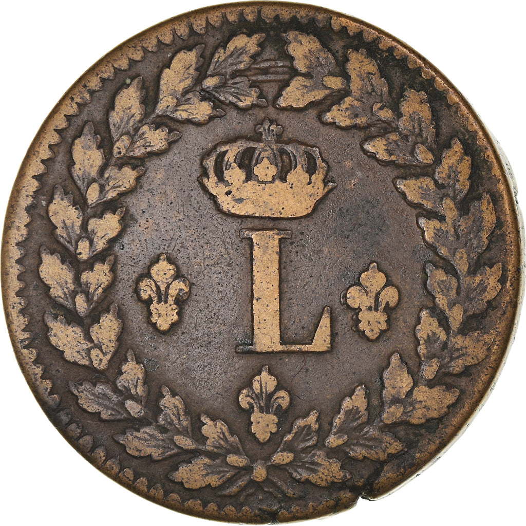 Münze, Frankreich, Louis XVIII, Decime, 1815, Strasbourg, S+, Bronze, KM:701