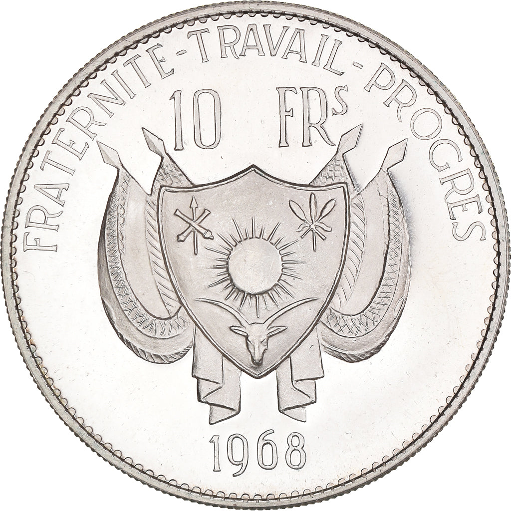 Moneda, Níger, 10 Francs, 1968, Proof, SC, Plata, KM:8.1