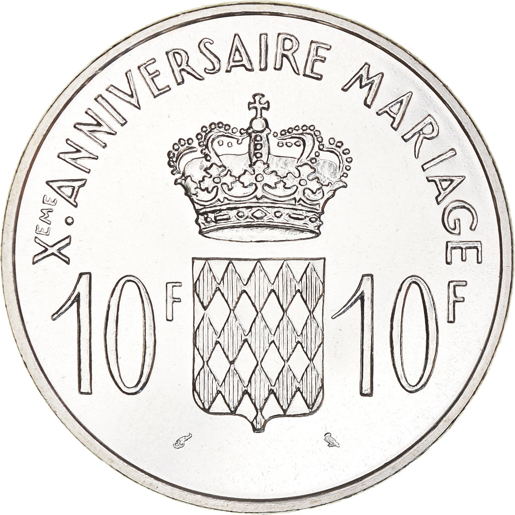 Coin, Monaco, Grace et Rainier III, 10 Francs, 1966, MS(64), Silver, KM:M1