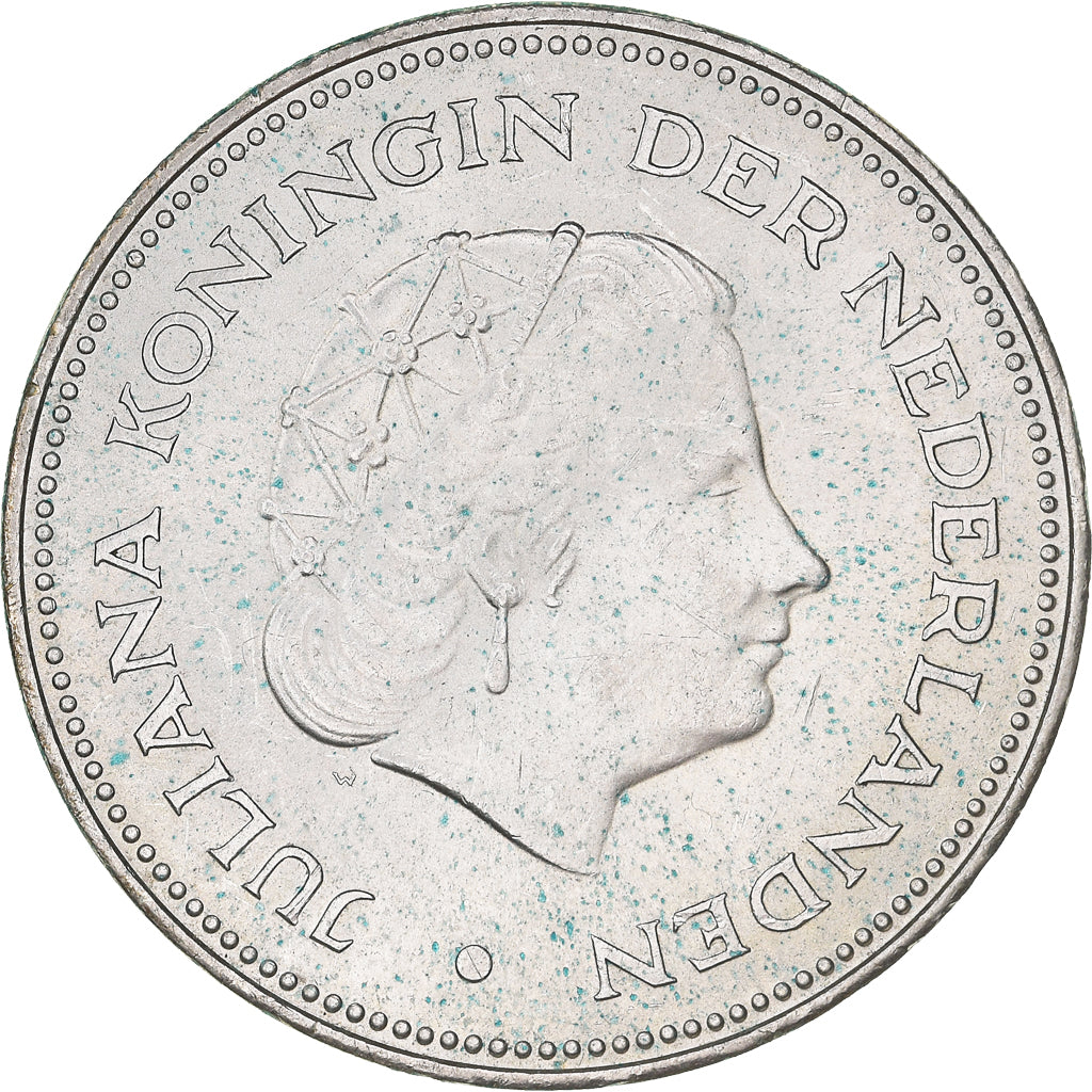 Coin, Netherlands, Juliana, 10 Gulden, 1970, AU(55-58), Silver, KM:195