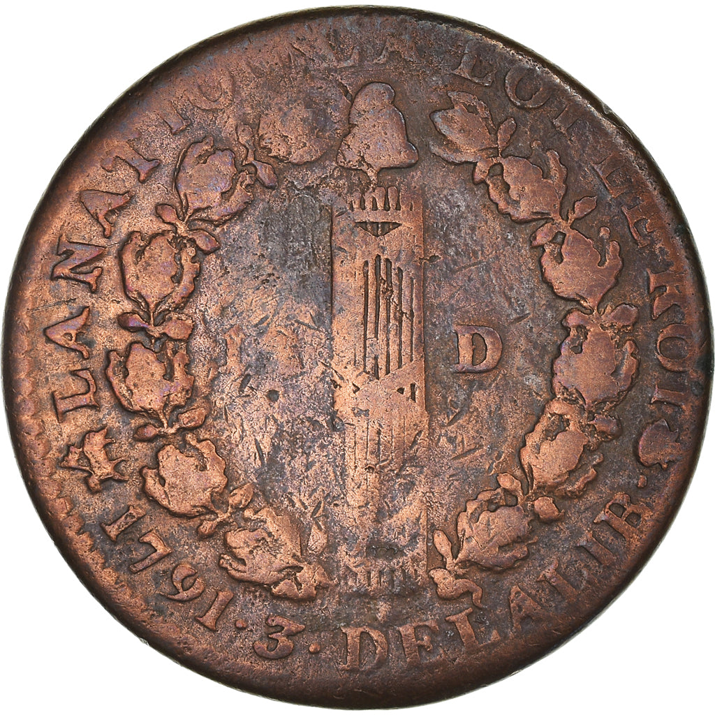 Moneta, Francia, Louis XVI, 12 deniers françois, 12 Deniers, 1791, Rouen, MB