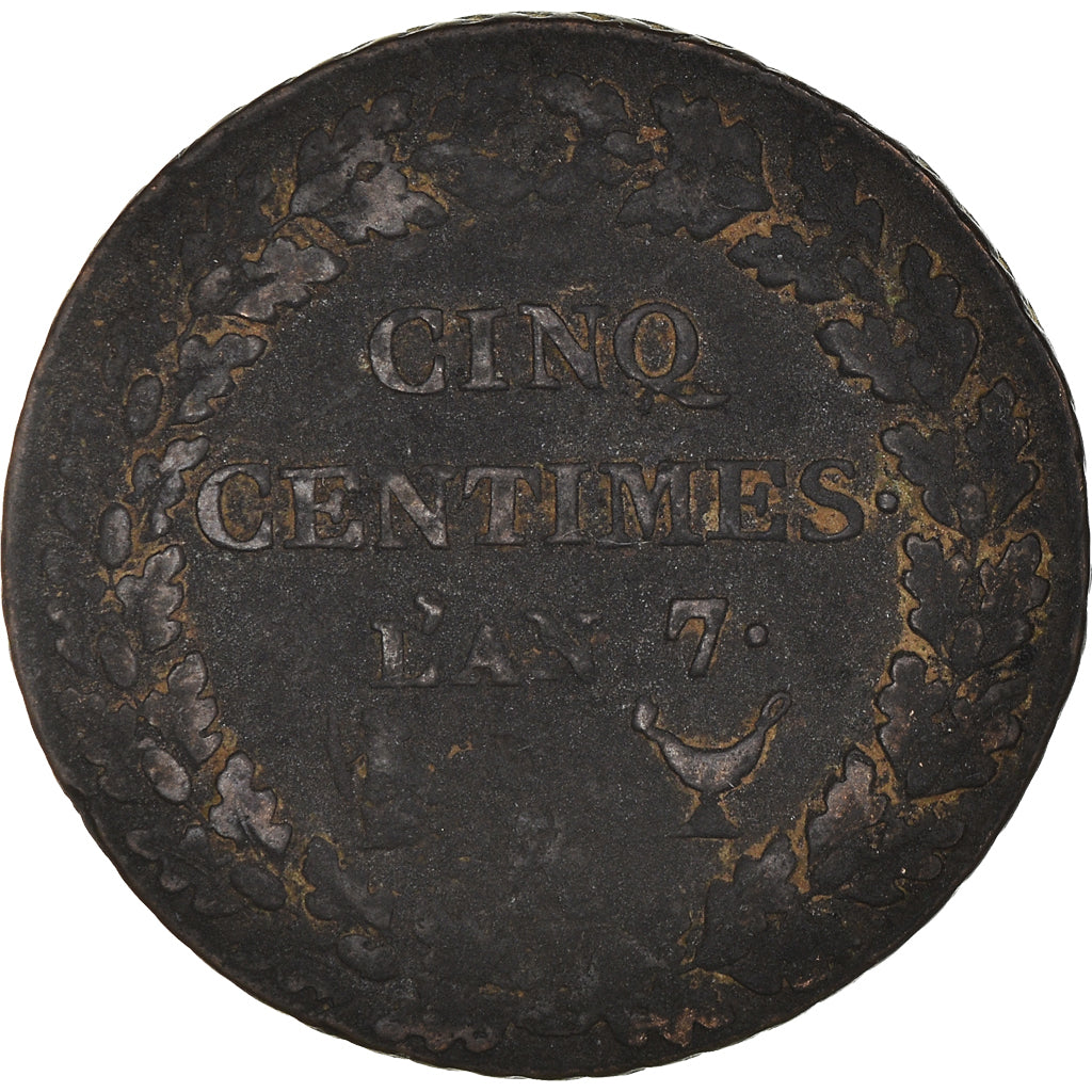 Monnaie, France, Dupré, 5 Centimes, AN 7, Paris, TB+, Bronze, KM:640.1