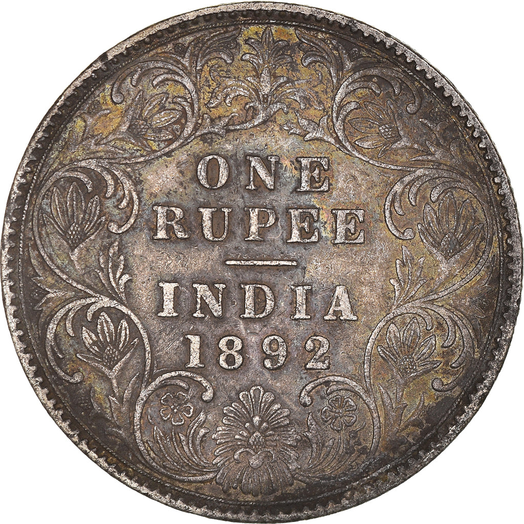 Coin, INDIA-BRITISH, Victoria, Rupee, 1892, Calcutta, EF(40-45), Silver, KM:492