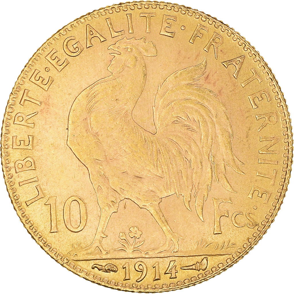 Coin, France, Marianne, 10 Francs, 1914, Paris, AU(55-58), Gold, KM:846