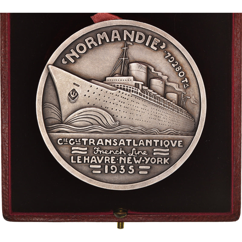 Médaille Argent Massif Compagnie Générale Transatlantique Par P. Pagnier - XXe Siècle