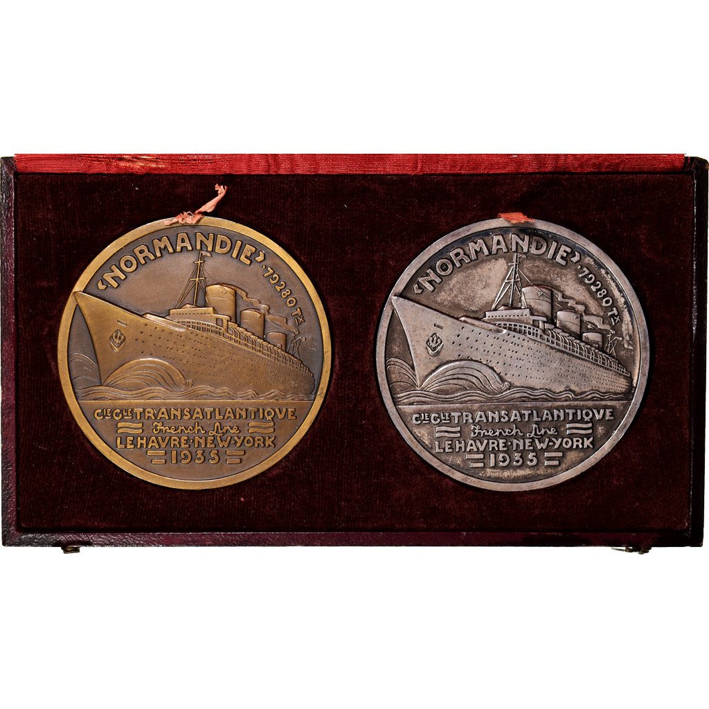 Francia, medalla, Compagnie Générale Transatlantique, Normandie, 1935, Vernon