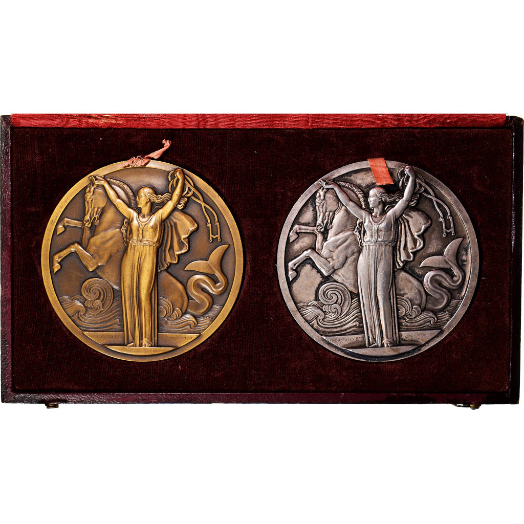 Francia, medalla, Compagnie Générale Transatlantique, Normandie, 1935, Vernon