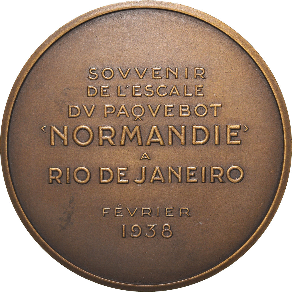 Frankreich, Medaille, Normandie en escale à Rio de Janeiro, Shipping, 1938