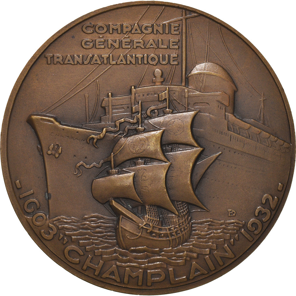 Francja, Medal, Compagnie Générale Transatlantique, Champlain, 1932