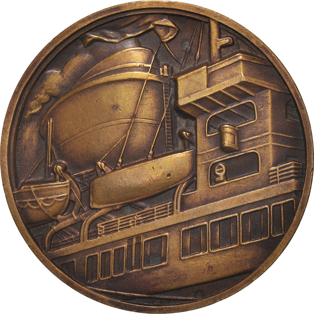 France, Médaille, Compagnie Générale Transatlantique, Champlain, 1932