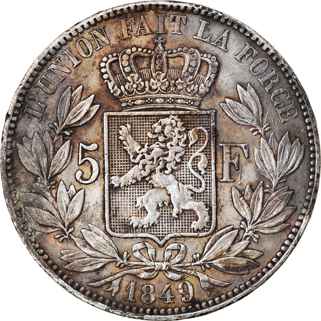 Moneta, Belgio, Leopold I, 5 Francs, 5 Frank, 1849, MB+, Argento, KM:17
