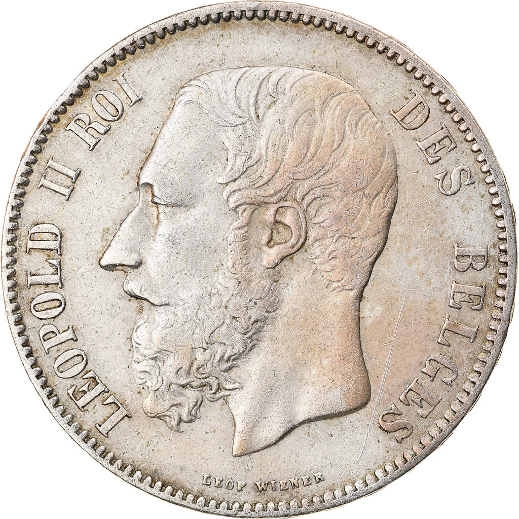 Coin, Belgium, Leopold II, 5 Francs, 5 Frank, 1876, EF(40-45), Silver, KM:24