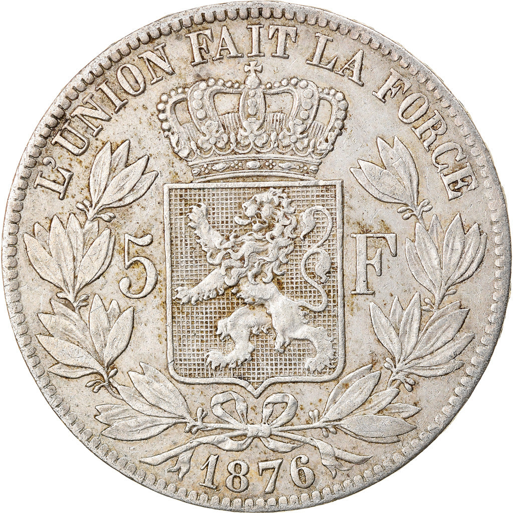Coin, Belgium, Leopold II, 5 Francs, 5 Frank, 1876, EF(40-45), Silver, KM:24